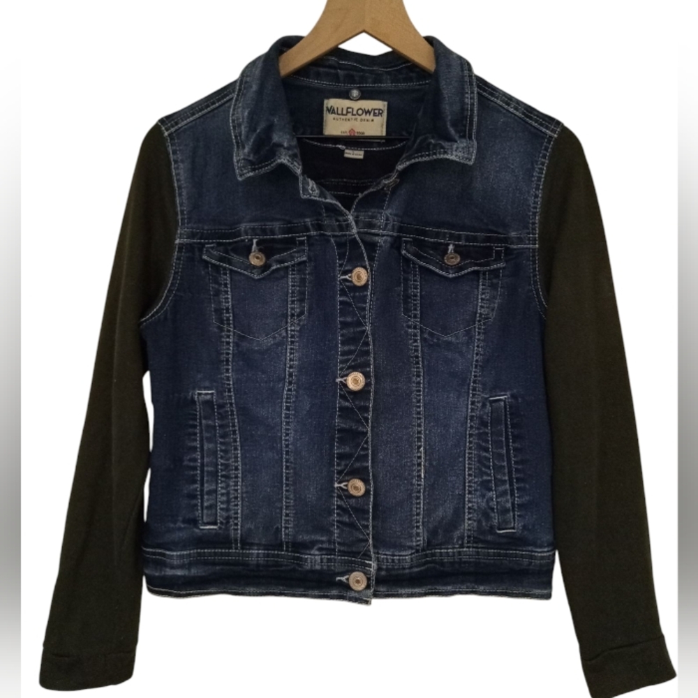 Wallflower Blue and Green Denim Knit Jacket